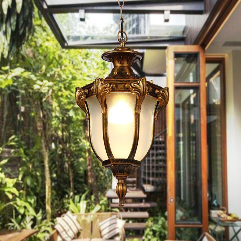 Outdoor Lighting Chandelier - โคมไฟแขวนกลางแจ้งสไตล์อเมริกัน กันน้ำ สำหรับระเบียง ทางเดิน ลานบ้าน ศาลา