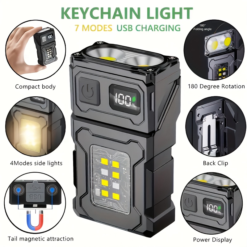 Outdoor Lighting Panel - ไฟฉายพกพา LED แบบชาร์จไฟได้ขนาดเล็ก ไฟฉาย COB ด้านข้างแบบพกพาพร้อมคลิปหนีบ