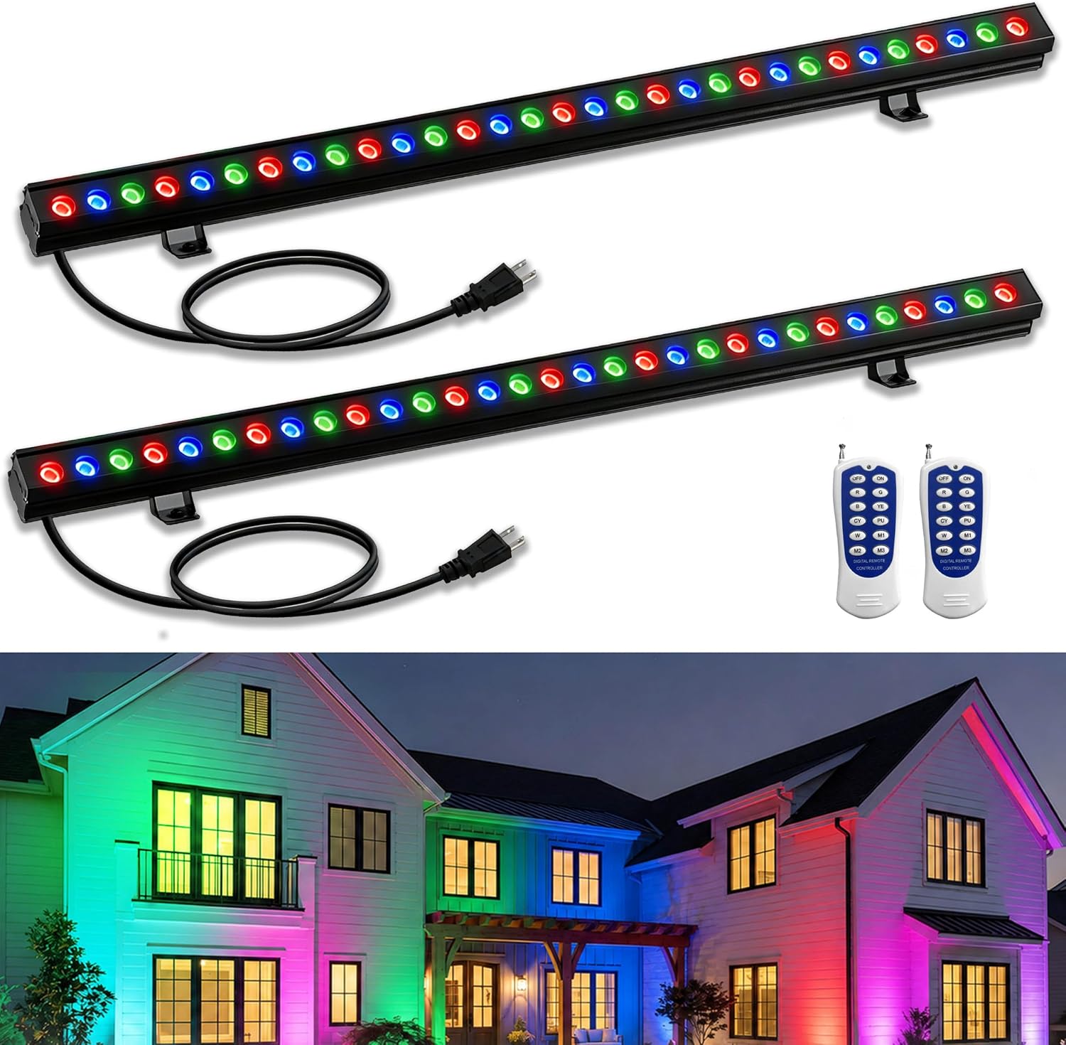 Outdoor Lighting Remote Control - ไฟส่องผนัง RGB แบบ 2 ชิ้น 100W