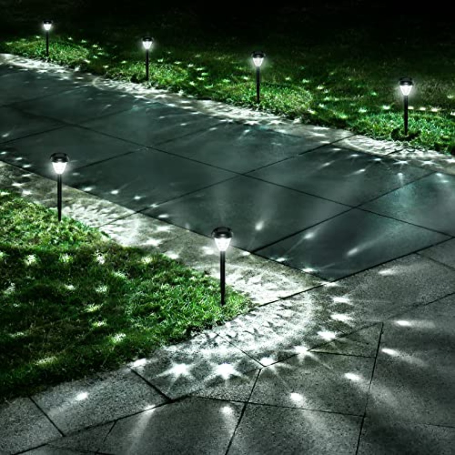 Outdoor Lighting Dusk To Dawn - ไฟโซลาร์เซลล์สว่างพิเศษสำหรับภายนอกอาคาร กันน้ำ-10 ชิ้น ทำงานตั้งแต่พลบค่ำถึงรุ่งเช้า นานสูงสุด 12