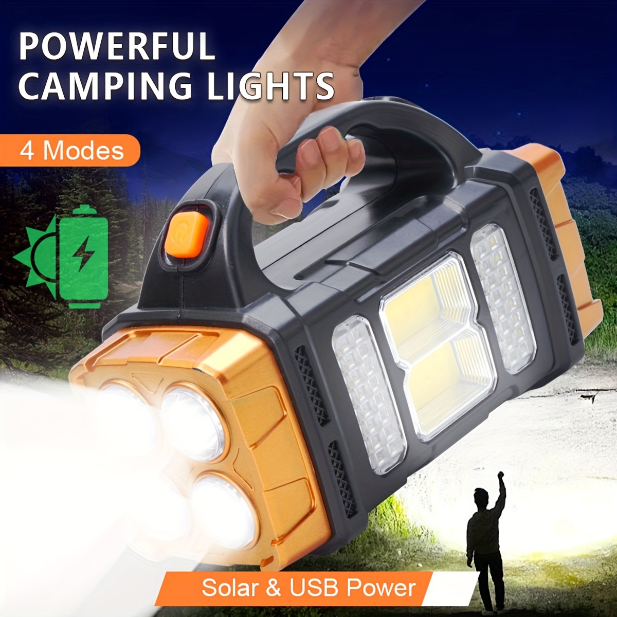 Outdoor Lighting For Backyard - อัพเกรดใหม่ ไฟฉาย LED พลังงานแสงอาทิตย์แบบชาร์จไฟได้ กำลังสูง พร้อมพาวเวอร์แบงค์