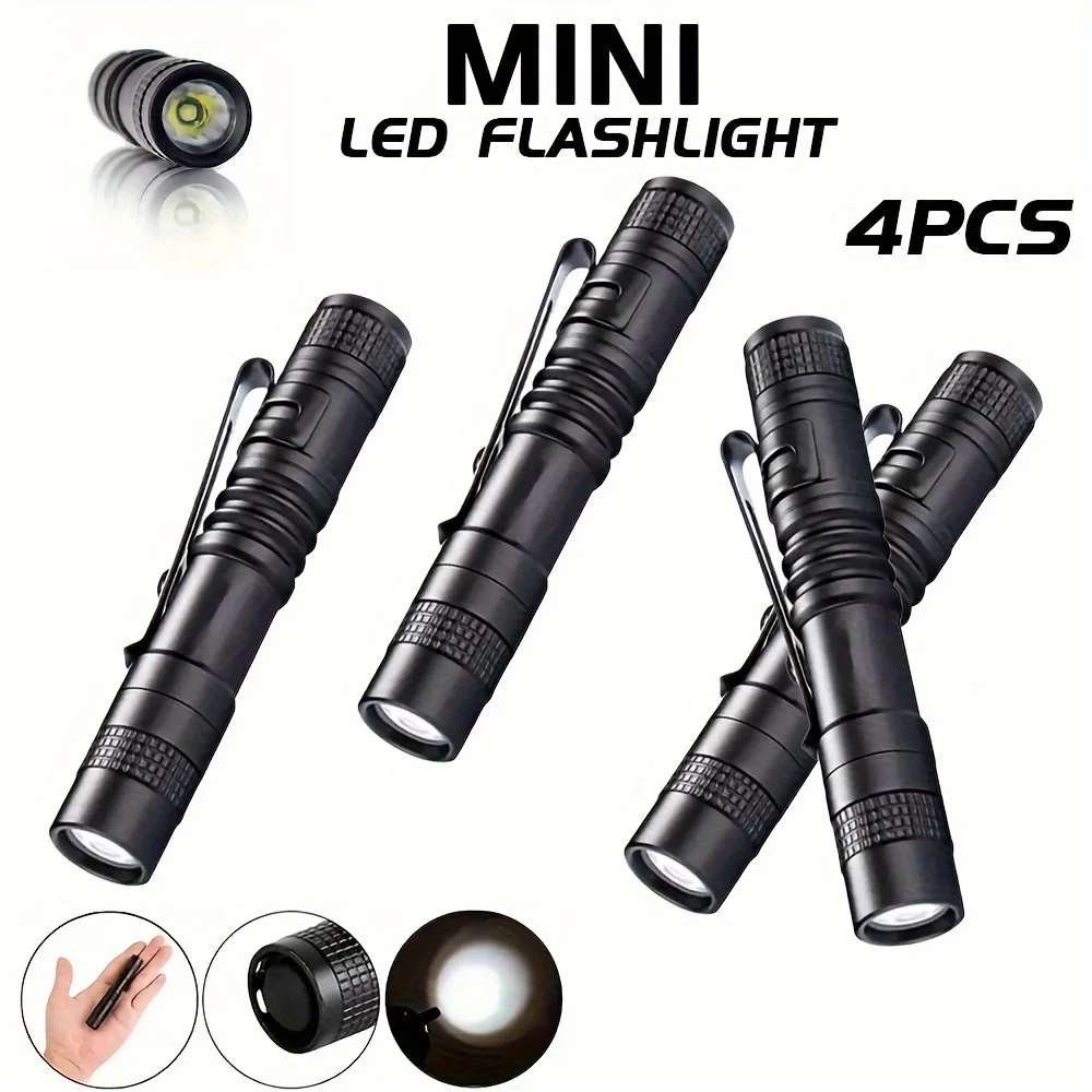 Outdoor Lighting Panel - 1-4PCS มินิแบบพกพาไฟ LED ปากกาพ็อกเก็ตอัลตร้าไบรท์ ฮายลูเมนไฟฉายมือถือไฟฉายสำหรับตั้งแคมป์กลางแจ้งฉุกเฉิน