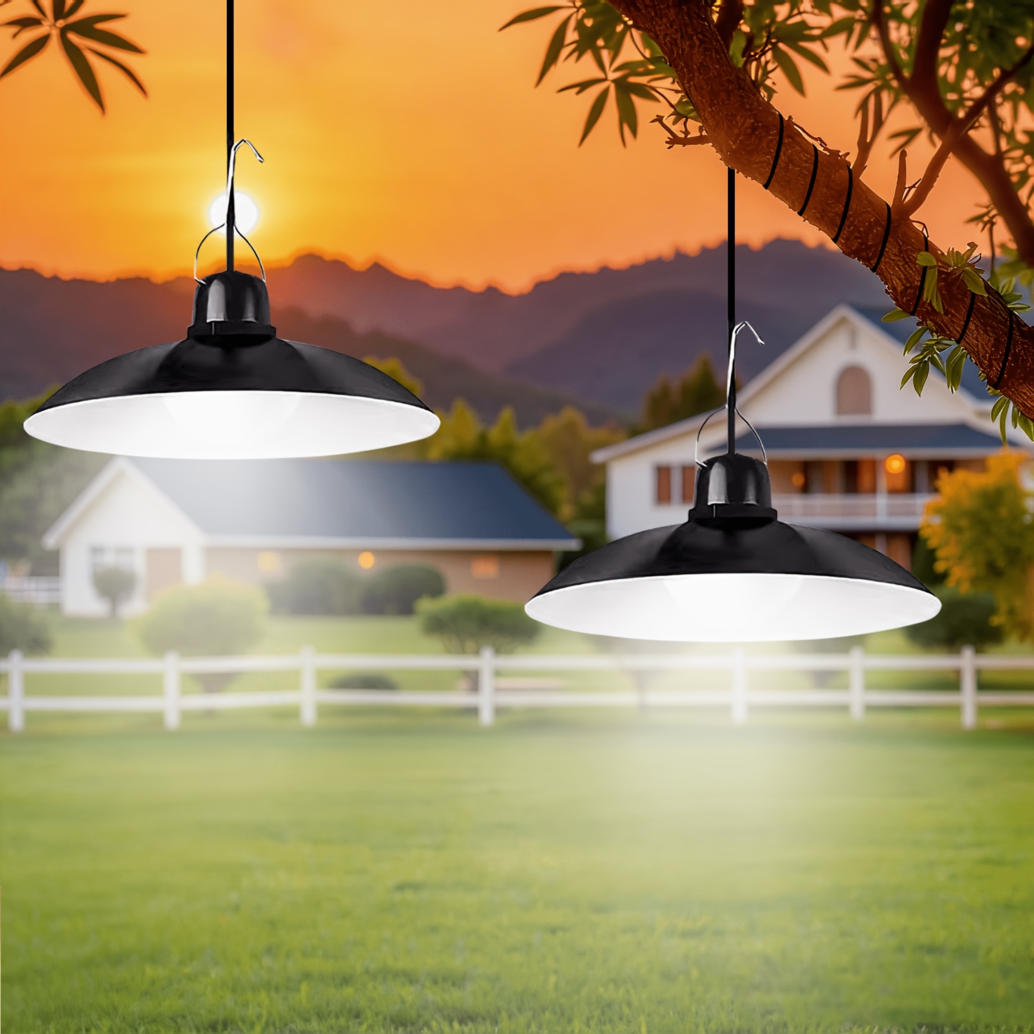 Outdoor Lighting Chandelier - โคมไฟโซลาร์เซลล์แบบแขวน 1 ชิ้น ไฟ LED สำหรับภายนอกอาคาร