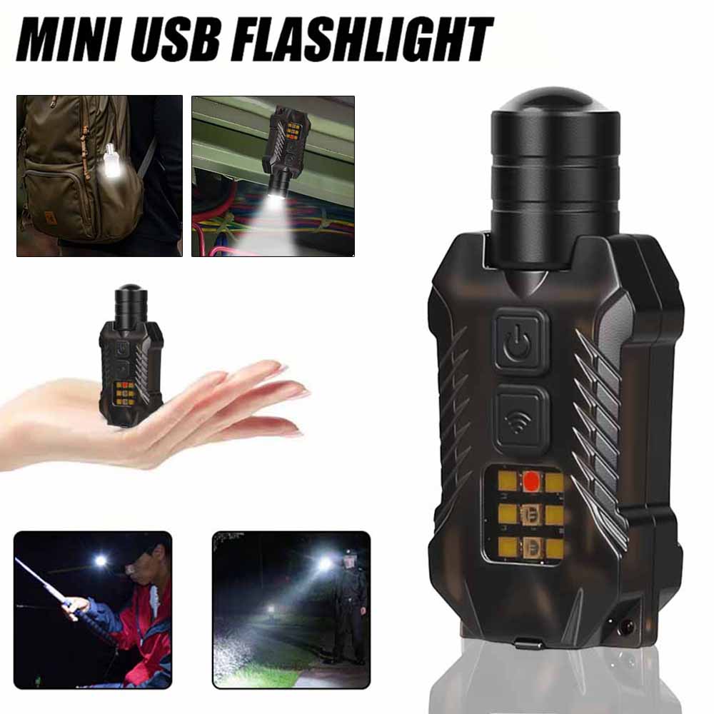 Led Flood Light - ไฟฉาย EDC แบบชาร์จไฟได้ทรงพลังแบบพกพาซูมได้พร้อมไฟส่องสว่างแบบฟลัดไลท์ที่มีความแข็งแรงสูง ขนาดเล็ก กันน้ำ เหมาะสำหรับการตั้งแคมป์และเดินป่า