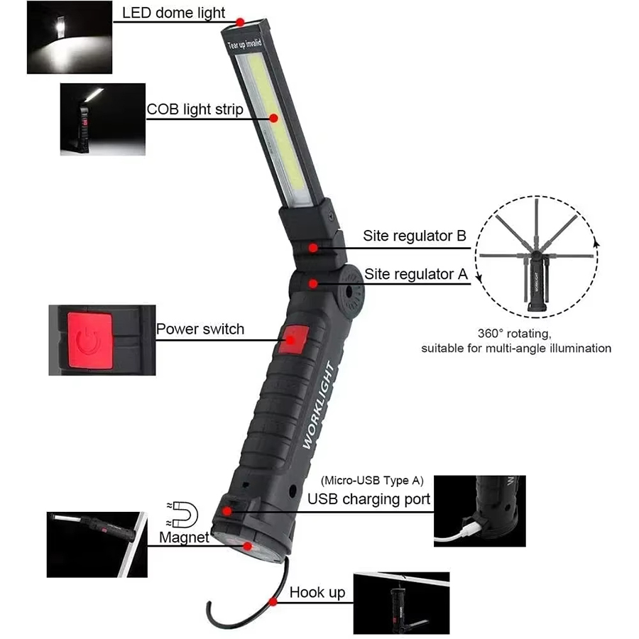 ไฟฉาย LED แบบพกพาพร้อมตะขอแม่เ - Outdoor Lighting Panel บทวิจารณ์และราคา