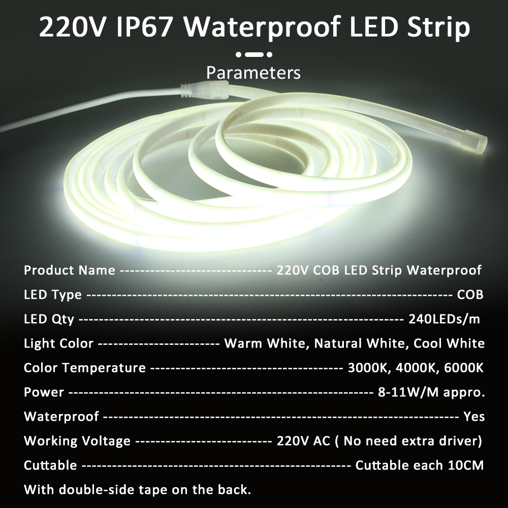 1-20 ม. 220V COB ไฟแถบ LED เทป - Outdoor Lighting Linear บทวิจารณ์และราคา