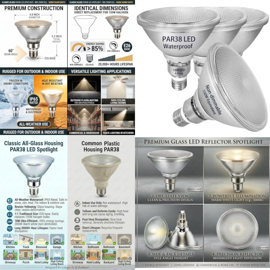 หลอดไฟ LED PAR38 แบบกระจกสะท้อ - Led Flood Light บทวิจารณ์และราคา