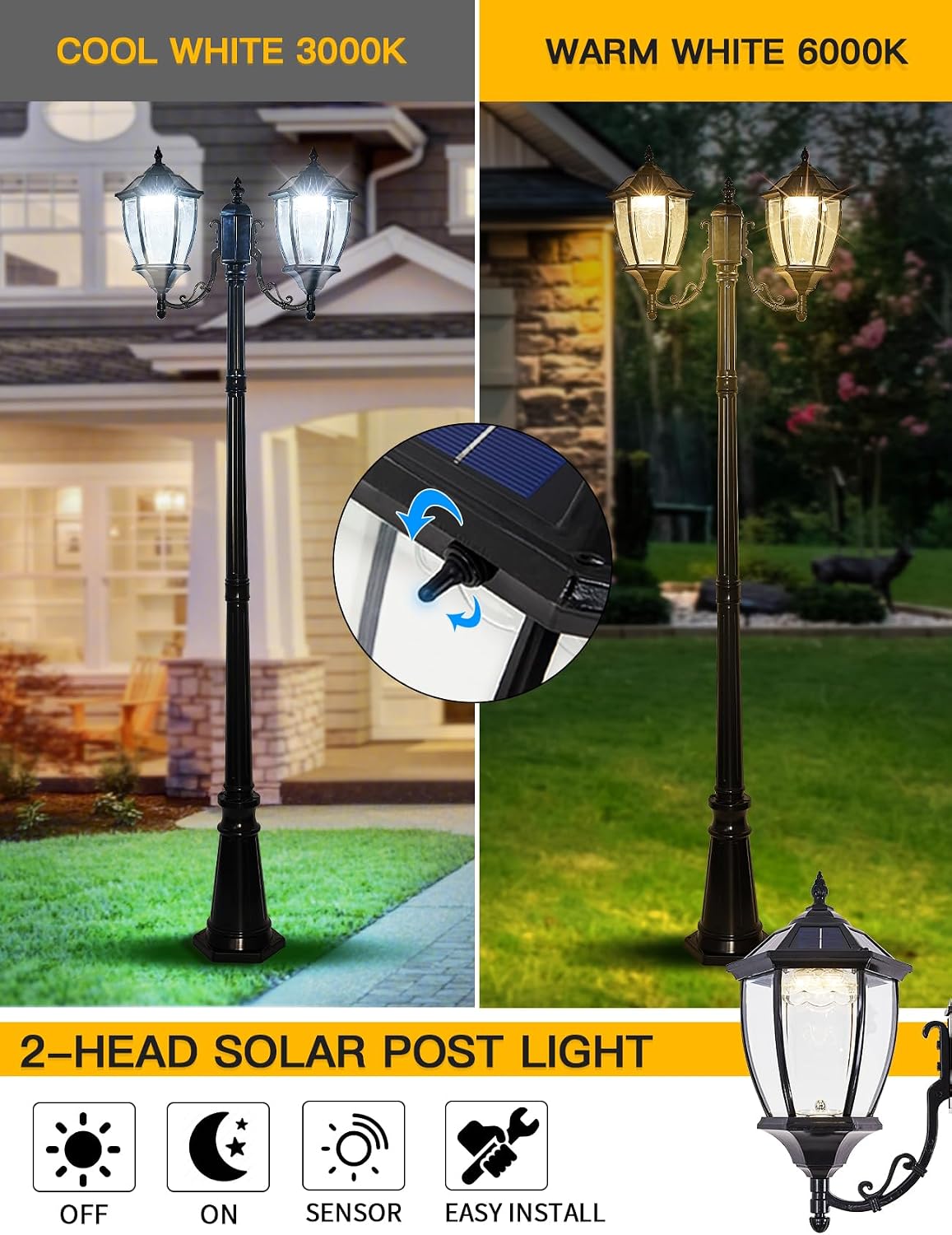 โคมไฟเสาพลังงานแสงอาทิตย์สำหรั - Outdoor Lighting Dusk To Dawn บทวิจารณ์และราคา