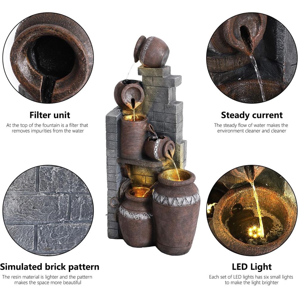 น้ำพุเรซินแบบตั้งพื้น 6 ชั้น ส - Outdoor Lighting For Backyard บทวิจารณ์และราคา