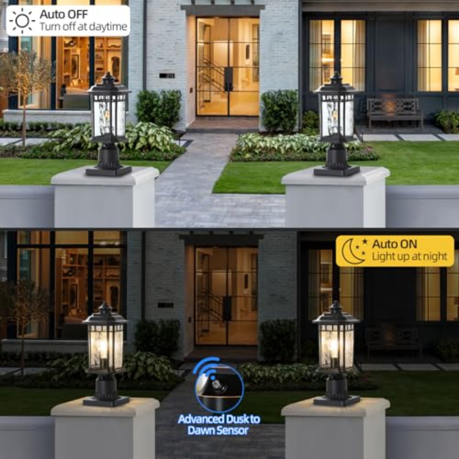 ไฟเสาภายนอก 2 ชุด, โคมไฟเสาภาย - Outdoor Lighting Dusk To Dawn บทวิจารณ์และราคา